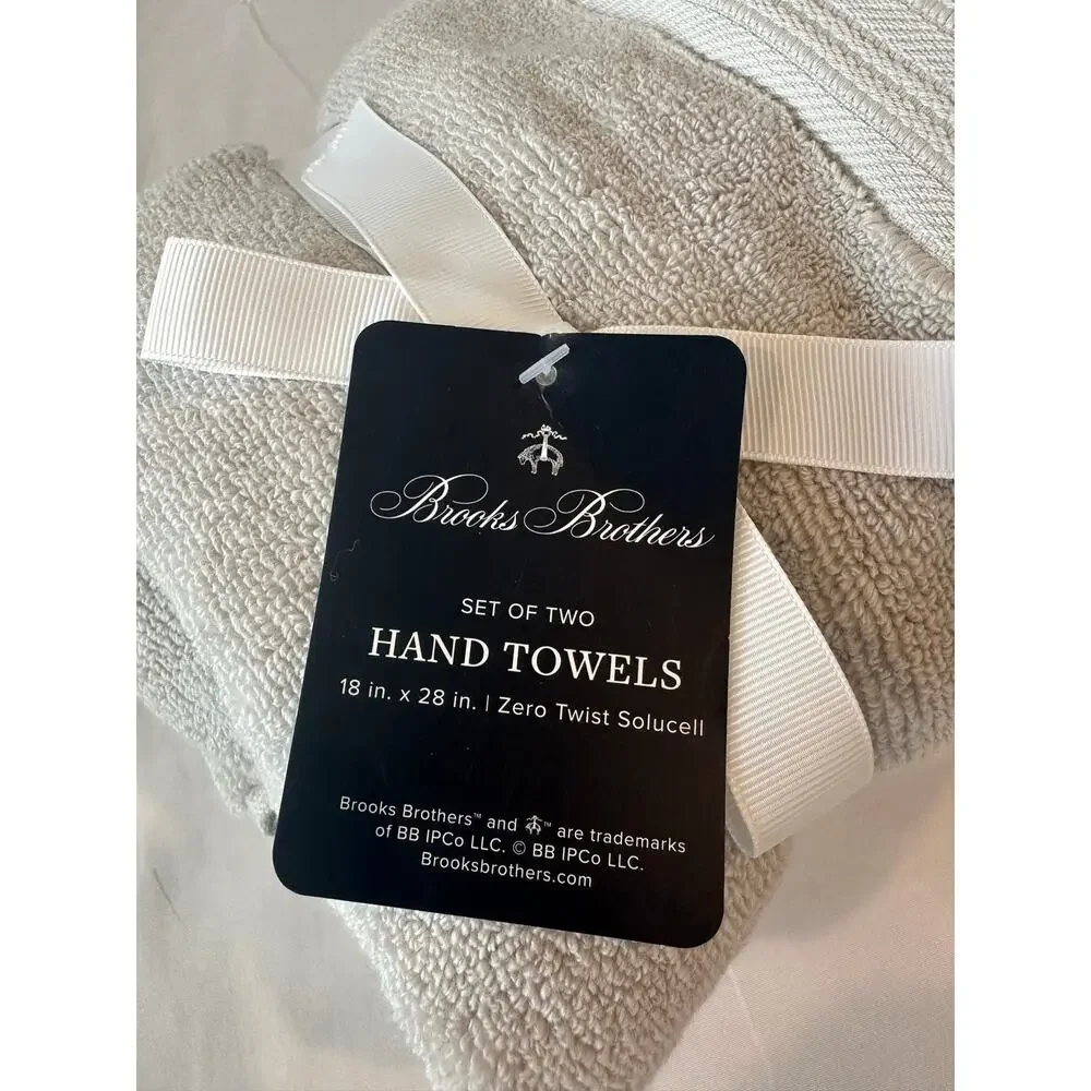 Brooks Brothers set of 2 hand towels, beige color 18” x 28”